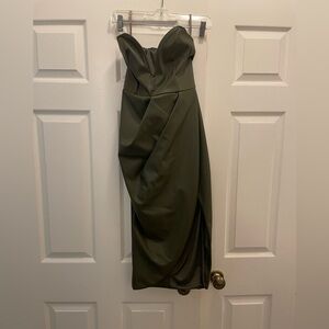 JLUX Label faux leather Cedalla dress. Olive green. Size small. NEVER worn.